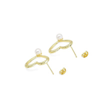 Load image into Gallery viewer, Gold White Pearl Heart Stud Earrings, Sku#LD478