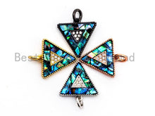 Load image into Gallery viewer, CZ Micro Pave Triangular Pendant with Abalone Pearl Shell, Cubic Zirconia Pendant,14x15mm, Sku#F467