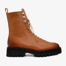 Load image into Gallery viewer, The Moreno Tan Leather Lace-Up Mid Calf Women Boot Final Sale!