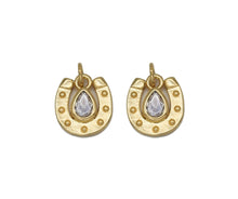 Load image into Gallery viewer, Gold Teardrop CZ On U Horseshoe Shape Charm, Sku#LK700