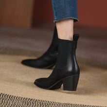 Load image into Gallery viewer, Women's Retro Pointed-Toe Ankle Boots with Elastic Band and Chunky Heel