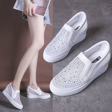 Load image into Gallery viewer, Women's Breathable Mesh Hidden-Heel Sneakers – Lightweight Rhinestone Casual Shoes