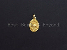 Load image into Gallery viewer, Clear CZ Micro Pave Planet Oval Pendant Charm, Cubic Zirconi