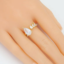 Load image into Gallery viewer, Clear Tearrdrop CZ Adjustable Ring, Sku#A340