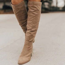 Load image into Gallery viewer, Chunky Heel Thigh-High Boots with Side Zipper for Petite Women | Black Apricot Brown