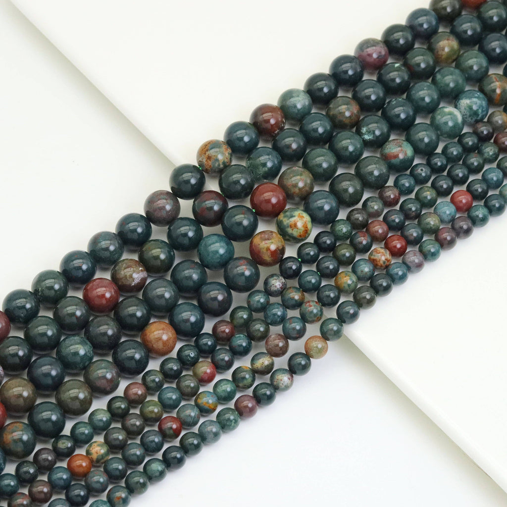 Genuine Bloodstone Round Smooth Beads, Sku#U1878