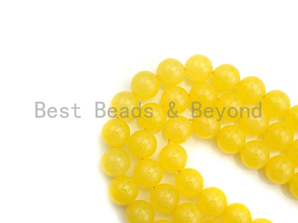 Natural Yellow Jade Round Smooth Beads,  6mm/8mm/10mm/12mm,