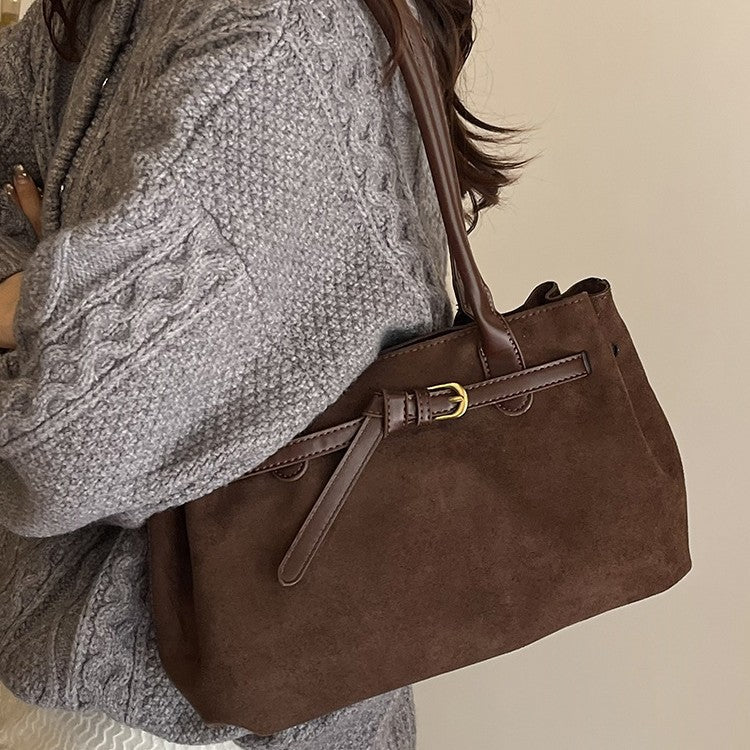 Women's Vintage Bucket Bag | PU Leather Shoulder Bag with Zipper Pocket