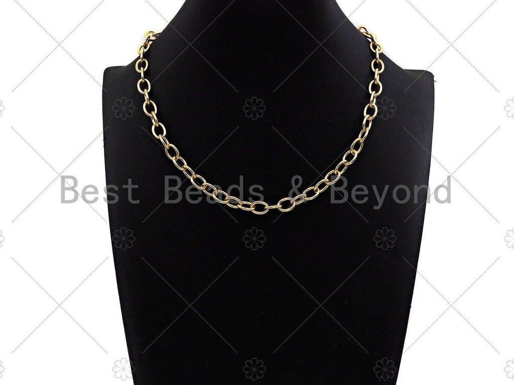 18 Finished Gold Oval Link & Chain Necklace, SKU#LD19