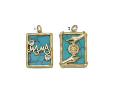 Load image into Gallery viewer, Turquoise MAMA Protection Hands Eye Dog tag Charm, Sku#L714