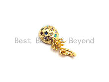 Load image into Gallery viewer, Small CZ Colorful Micro Pave Pineapple Pendant, Pineapple  Shaped Pave Pendant, Gold plated Pineapple Charm, 6x13mm, Sku#F760