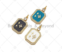 Load image into Gallery viewer, Gold Filled CZ Micro Pave North Star On Colorful Enamel Rectangle Shape Pendant,18K Gold Filled Enamel Charm,17x28mm,Sku#LK360
