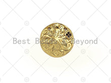 Load image into Gallery viewer, CZ Micro Pave Black CZ Square Pattern On Round Coin Shape Pendant, Dainty Gold Medallion Pendant,17mm, Sku#LK24