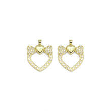 Load image into Gallery viewer, Gold CZ Bow Heart Pearl Around Charm, Sku#LK882