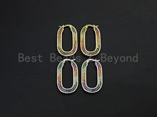 Load image into Gallery viewer, Colorful CZ Huggies Oval Shape Loop Earrings,  Sku#J248