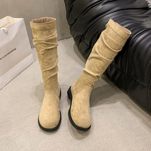 Load image into Gallery viewer, Women's Slim-Fit High-Top Chunky Heel Boots | Suede Buckle Slip-On | Fall Winter