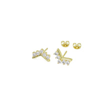Load image into Gallery viewer, Gold Shape V Wing Shape Stud Earrings, Sku#A167