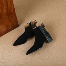 Load image into Gallery viewer, Women's Matte Square-Toe Lug Sole Boots | Microfiber Leather Fall &amp; Winter Ankle Boots