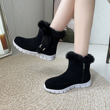 Load image into Gallery viewer, Women's Winter Snow Boots - Warm Plush Ankle Boots with Buckle Design