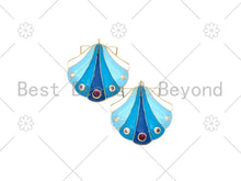 Load image into Gallery viewer, Colorful Enamel Shell Shape Pendant,18K Gold Filled Colorful CZ Micropave Shell Charm,Necklace Pendant, 35x37mm,Sku#LK438