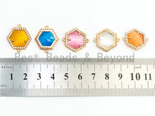 Load image into Gallery viewer, Hexagon Bezel Connector with Faceted Cat's Eye Stone, sku#A81