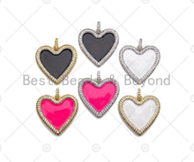 Load image into Gallery viewer, Black White Red Enamel Heart with CZ Micro Pave SKU#L326