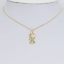 Load image into Gallery viewer, Black Clear CZ Gold Silver Rectangle Animal Print Patten Charm Pendant, Sku#A381