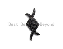 Load image into Gallery viewer, Black CZ Pave On Black Micro Pave Fish Beads/Connector for Bracelet/Necklace, Cubic Zirconia Space Connector, 9x22mm, sku#C104