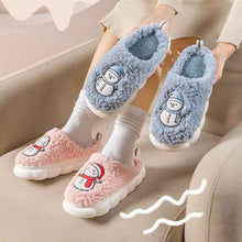 Load image into Gallery viewer, Women's Snowman Slippers - Warm Plush Winter Indoor House Shoes with Anti-Slip Sole