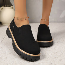 Load image into Gallery viewer, Women's Rivet Slip-On Chunky Heel Casual Shoes – PU Leather Low-Top British Style