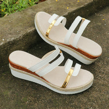 Load image into Gallery viewer, Women's Colorblock Wedge Sandals | Hemp Heel Platform Slides - Open Toe Summer Shoes
