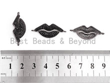 Load image into Gallery viewer, Black CZ Pave On Black Micro Pave Black Lip Connector, CZ Pave Connector, Gumental plated, 12x30mm,sku#M224