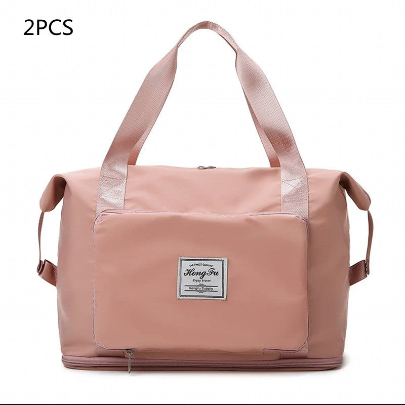Foldable Travel Gym Bag for Women – Large Capacity Waterproof Duffel Bag with Wet Pocket & Luggage Strap
