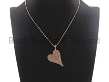 Load image into Gallery viewer, CZ Fuchsia Micro Pave Large Heart Pendant, Heart Shaped Pave Pendant, Gold/Rose Gold/Silver/Gunmetal plated, 30x41mm, Sku#X52