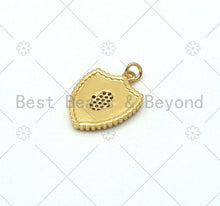 Load image into Gallery viewer, Micro Pave CZ Hamsa Hand On Colorful Enamel Shield Shape Pendant, 18K Gold Filled Enamel CZ Pendant,Enamel Jewelry, 24x18mm,Sku#L589