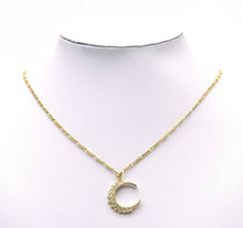Load image into Gallery viewer, Gold Silver CZ Cresent Moon Charm, Sku#B209