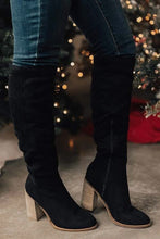 Load image into Gallery viewer, Chunky Heel Thigh-High Boots with Side Zipper for Petite Women | Black Apricot Brown