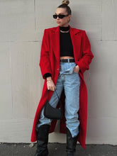 Load image into Gallery viewer, Extra-long Dark Red Wool Coat Womens Outerwear