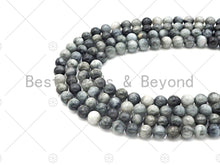 Load image into Gallery viewer, Quality Natural Gray Hawks Eye Smooth Round Beads, 6mm/8mm/10mm Genuine Eagle Eye Beads, 15.5'' Full Strand, Sku#U1149