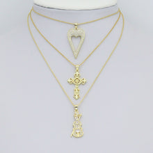Load image into Gallery viewer, Gold Violin Guitar Cross Heart Key Charm Pendant,Sku#LK1257