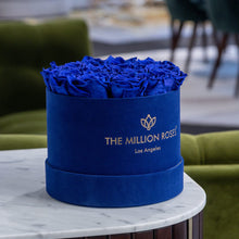 Load image into Gallery viewer, Classic Royal Blue Suede Box | Royal Blue Roses