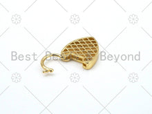 Load image into Gallery viewer, Colorful CZ Micro Pave Earth Moon On Heart Lock Shape Pendant,18K Gold Filled Heart Lock Charm,Necklace Bracelet Pendant,17x25mm,Sku#LK428