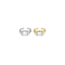 Load image into Gallery viewer, Gold Oval Big CZ Adjustable Ring, Sku#B371