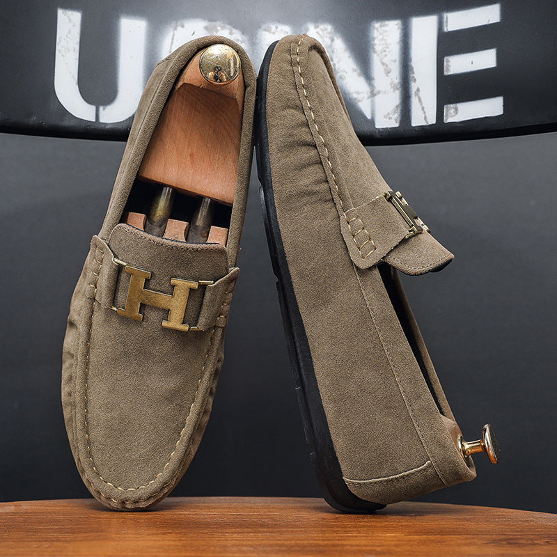 Men's British-Style Slip-On Casual Leather Shoes | Round Toe PU Leather Loafers