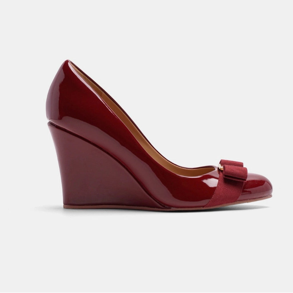 French-Style Vintage Suede Wedge Heels with Metal Buckles - Women's Platform Shoes