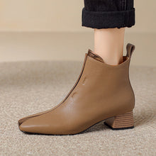 Load image into Gallery viewer, Women's Retro Square-Toe Sheepskin Ankle Boots | Chunky Heel Side-Zip