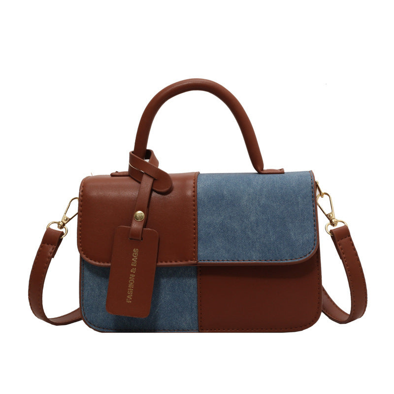 Women's Contrasting Color Patchwork Crossbody Shoulder Bag - Compact Square Handbag by Sarah Express