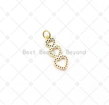 Load image into Gallery viewer, Clear/Fuchsia/Cobalt CZ Micro Pave Triple Heart/Star Shape Pendant, 18K Gold Filled Charm, Necklace Bracelet Pendant, 22x9mm,Sku#LK495