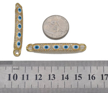 Load image into Gallery viewer, Gold CZ Enamel Evil Eye Long Bar Connector, Sku#LD330