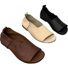 Load image into Gallery viewer, Women's Retro Handmade Soft Leather Open-Toe Sandals | Slip-On Fish-Mouth Shoes with Soft Sole